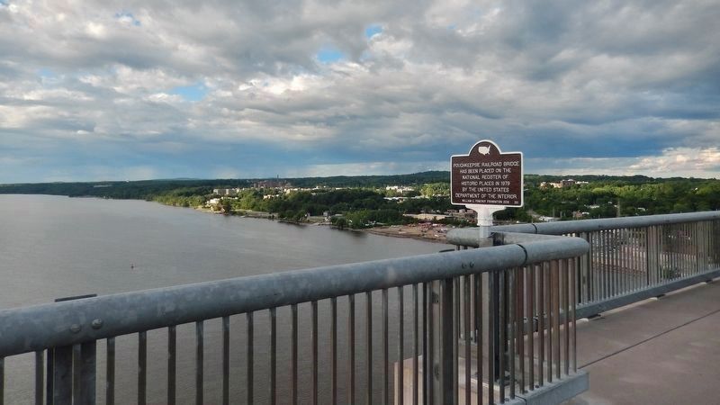 Poughkeepsie Railroad Bridge Marker<br>(<i>view looking northeast across Hudson River</i>) image. Click for full size.
