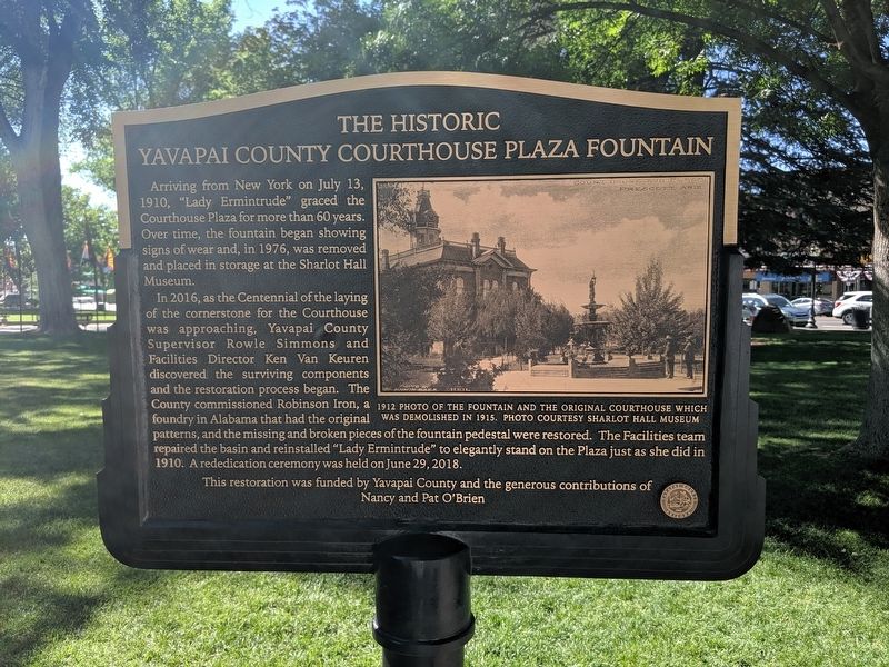 The Historic Yavapai County Courthouse Plaza Fountain Marker image. Click for full size.