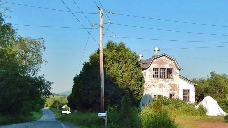 First Milk Pasteurization Marker (<i>view looking north Sheffield Farms Creamery on right</i>). Click for full size. First Milk Pasteurization Marker (<i>view looking north Sheffield Farms Creamery on right</i>) image. Click for full size.