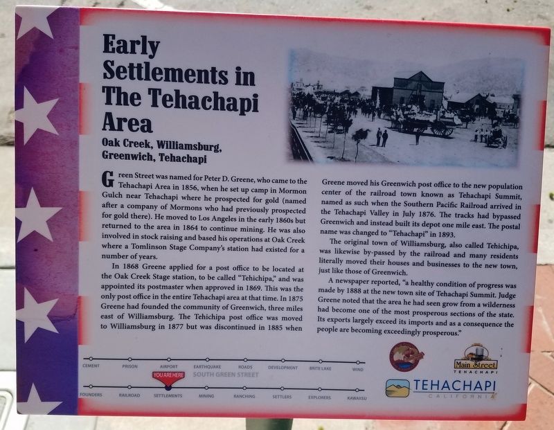 Early Settlements in The Tehachapi Area Marker image. Click for full size.