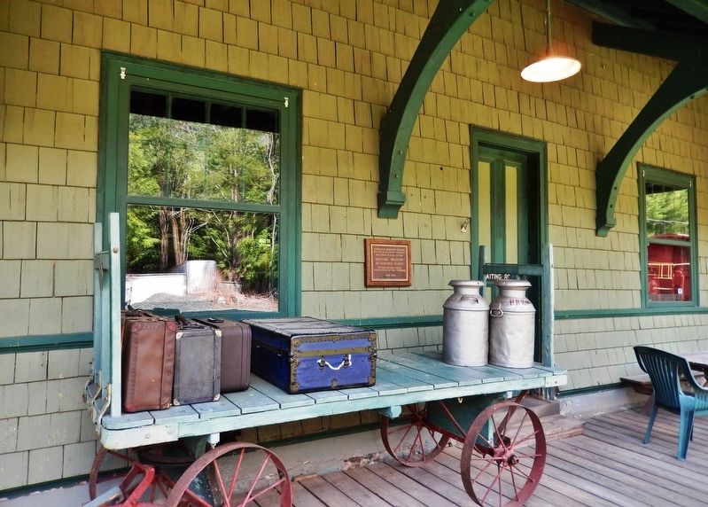 Phoenicia Station Baggage Cart<br>(<i>National Register of Historic Places plaque on wall</i>) image. Click for full size.