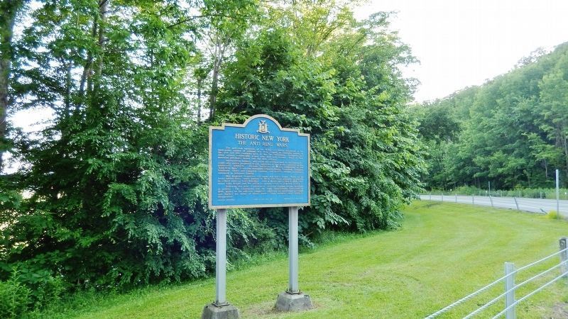 The Anti-Rent Wars Marker<br>(<i>view from wayside looking west toward State Highway 10</i>) image. Click for full size.