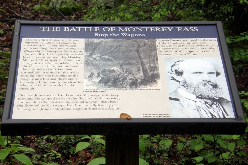 The Battle of Monterey Pass - Stop the Wagons Marker image. Click for full size.