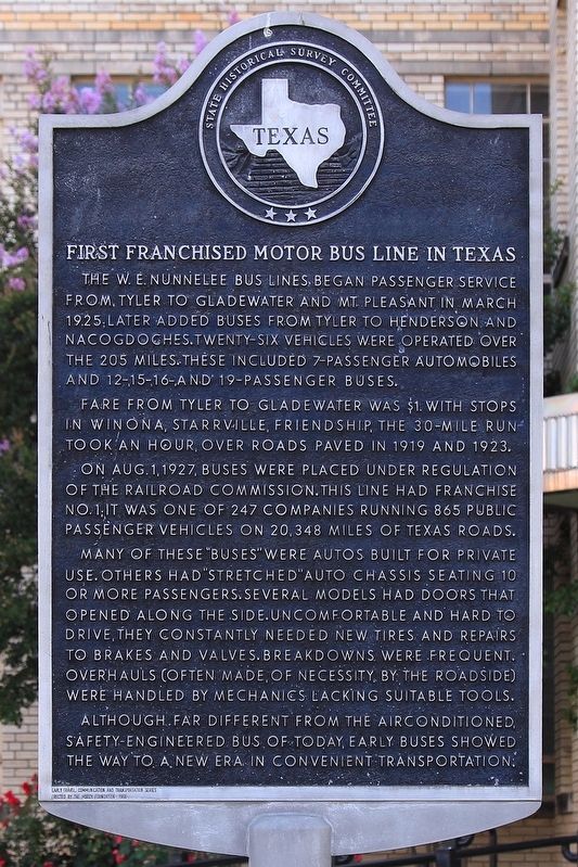 First Franchised Motor Bus Line in Texas Marker image. Click for full size.