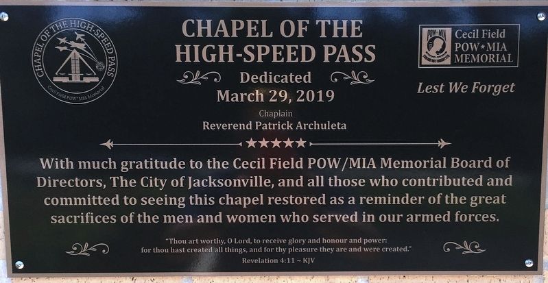 Chapel dedication plaque image. Click for full size.
