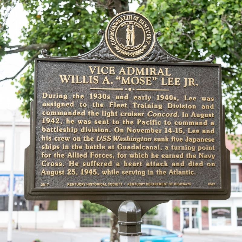 Vice Admiral William A. “Mose” Lee Jr. Marker, side two image. Click for full size.