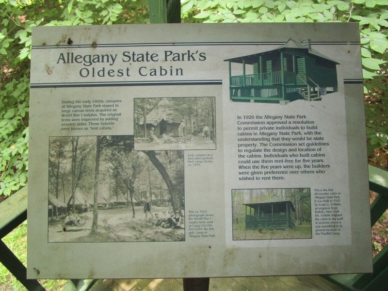Allegany State Park's Oldest Cabin Marker image. Click for full size.