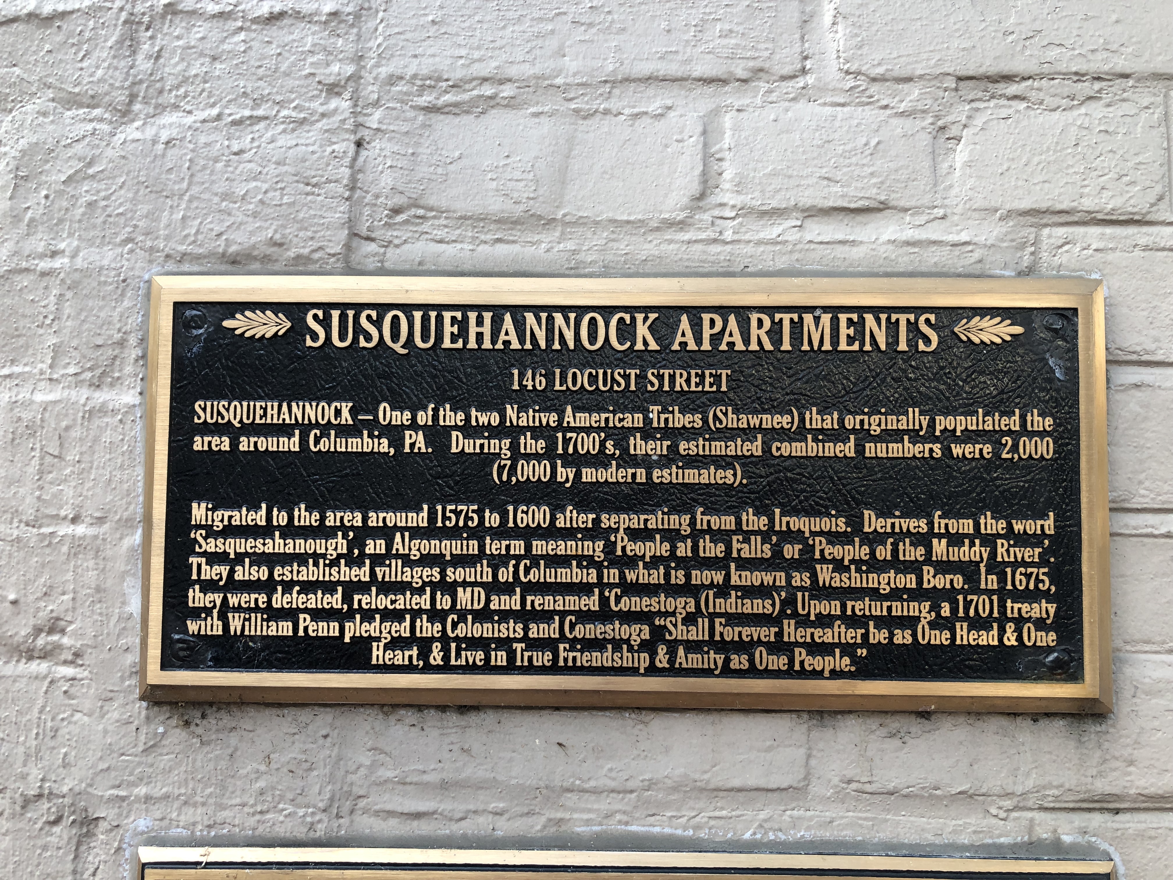 Susquehannock Apartments Marker