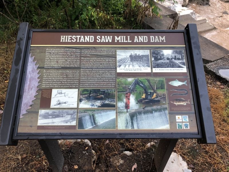 Hiestand Saw Mill and Dam Marker. Click for full size. Hiestand Saw Mill and Dam Marker image. Click for full size.