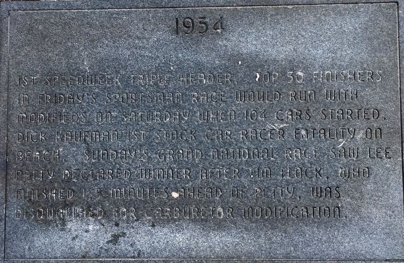 Racing on the Beach 1954 Marker. Click for full size. Racing on the Beach 1954 Marker image. Click for full size.