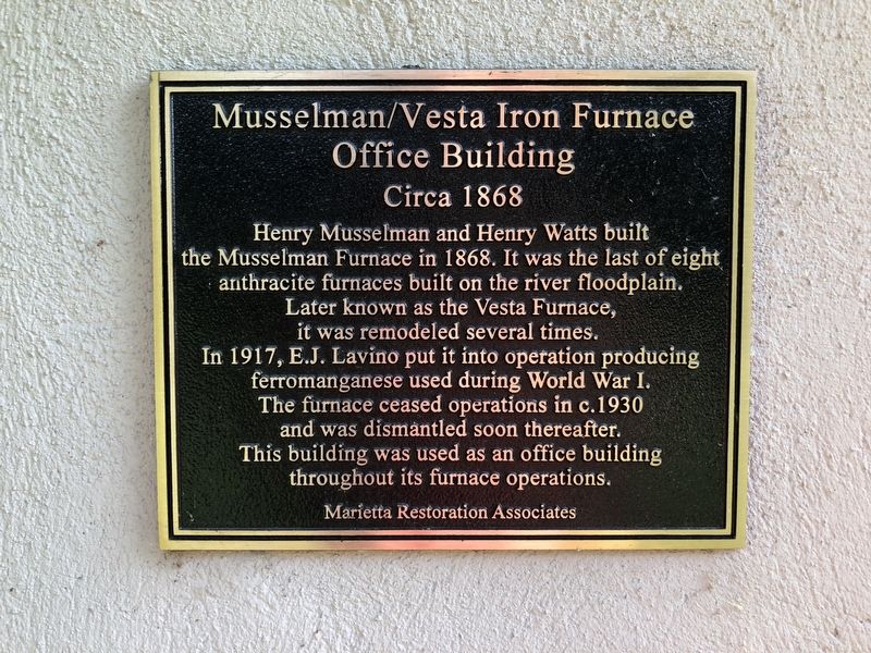 Musselman/Vesta Iron Furnace Office Building Marker image. Click for full size.