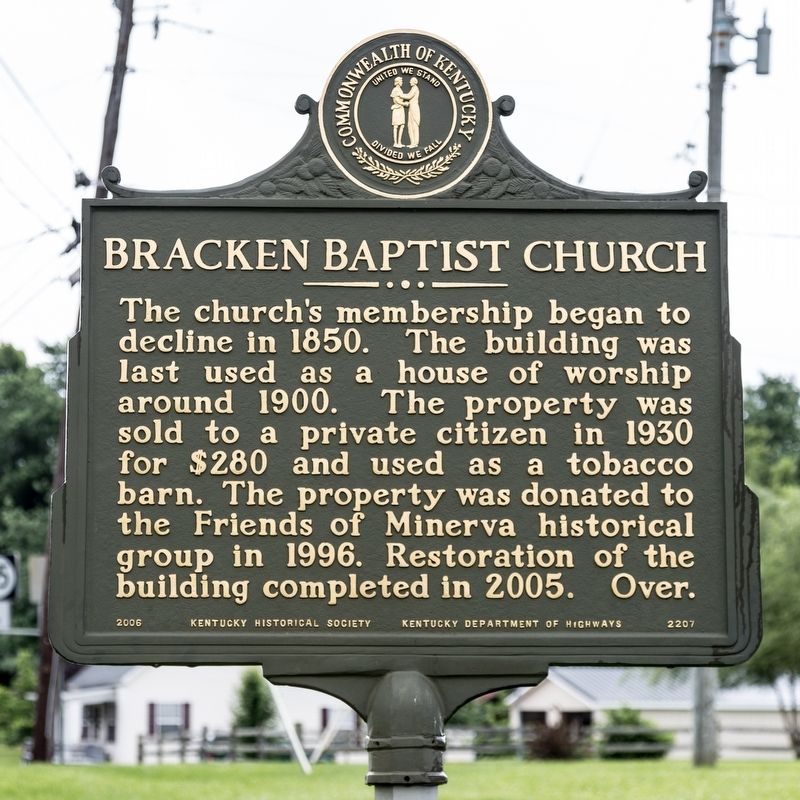 Bracken Baptist Church Marker, side two image. Click for full size.