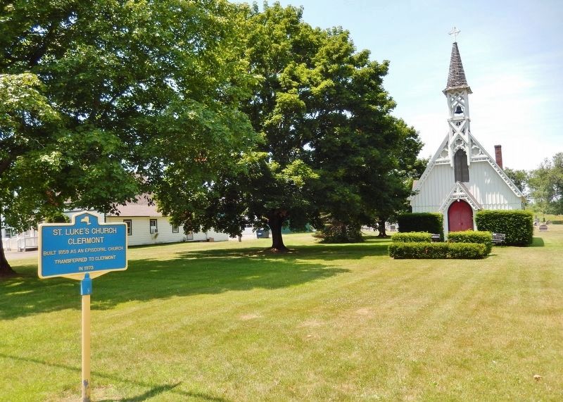 Saint Luke's Church Clermont Marker<br>(<i>view from U.S. Highway 9 church background right</i>). Click for full size. Saint Luke's Church Clermont Marker<br>(<i>view from U.S. Highway 9 church background right</i>) image. Click for full size.