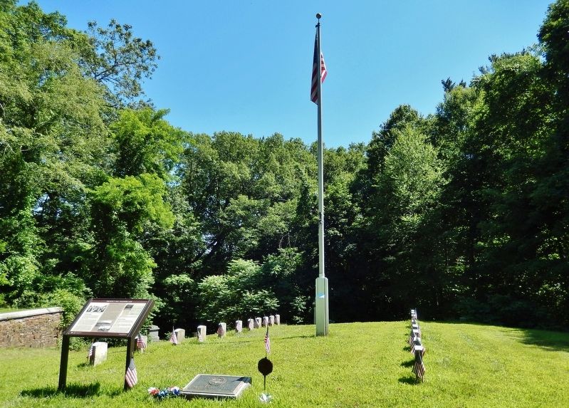 Prospect Hill Soldier's Lot Marker<br>(<i>wide view • Soldier's Lot in background</i>) image. Click for full size.