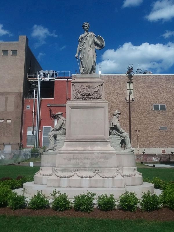 Soldiers' and Sailors' Monument at new location beside West Virginia Independence Hall image. Click for full size.