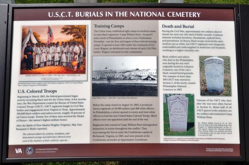 U.S.C.T. Burials in the National Cemetery Marker image. Click for full size.