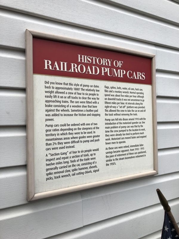 History of Railroad Pump Cars Marker image. Click for full size.