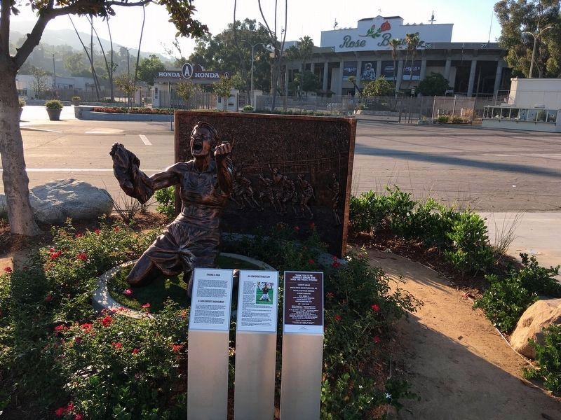 Marker, Statue, and Rose Bowl image. Click for full size.