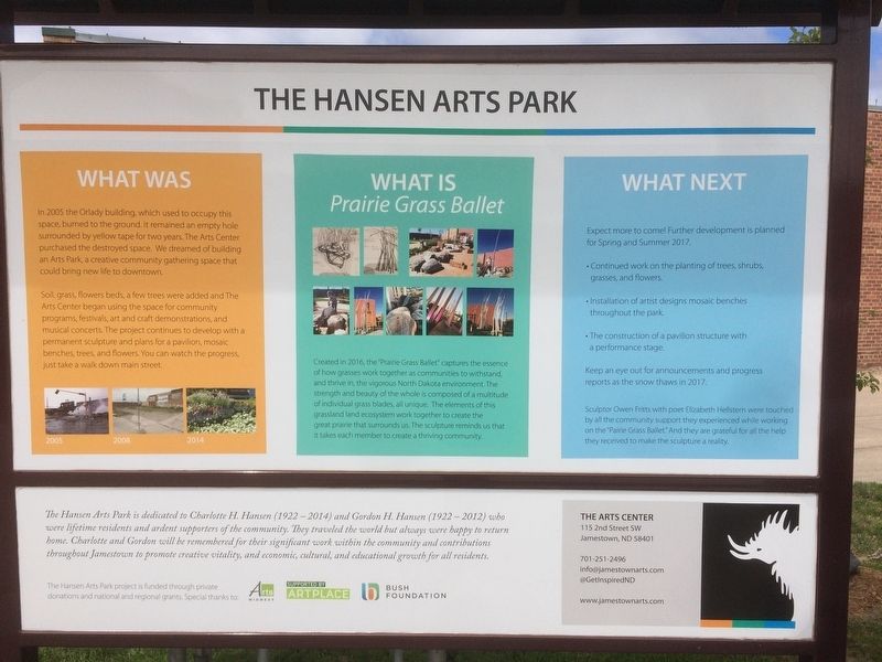 The Hansen Arts Park Marker. Click for full size. The Hansen Arts Park Marker image. Click for full size.