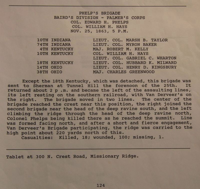 Phelps' Brigade Marker. Click for full size. Phelps' Brigade Marker image. Click for full size.