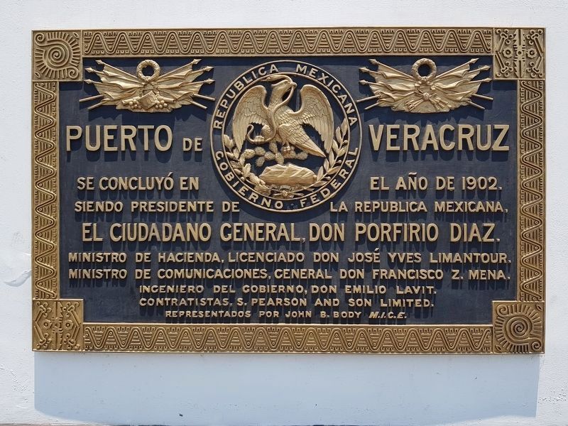 A nearby marker on the 1902 opening of the port on the First Naval Region's Headquarters image. Click for full size.