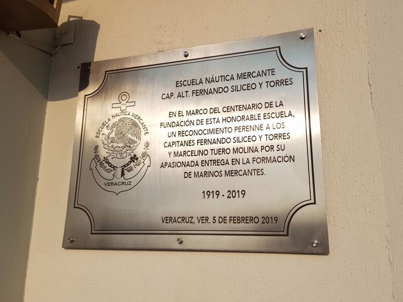 Captain Fernando Siliceo y Torres Merchant Marine Academy Marker. Click for full size. Captain Fernando Siliceo y Torres Merchant Marine Academy Marker image. Click for full size.