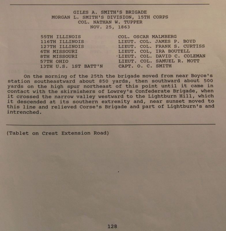 Giles A. Smith's Brigade Marker. Click for full size. Giles A. Smith's Brigade Marker image. Click for full size.