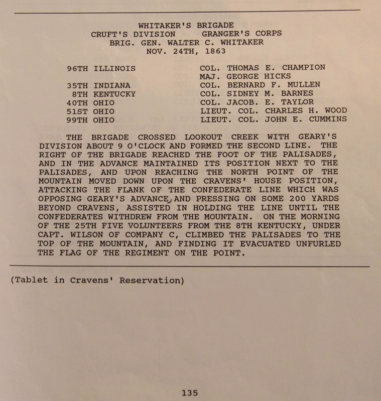 Whitaker's Brigade Marker. Click for full size. Whitaker's Brigade Marker image. Click for full size.