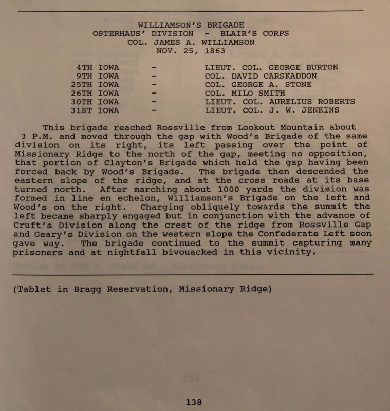 Williamson's Brigade Marker. Click for full size. Williamson's Brigade Marker image. Click for full size.