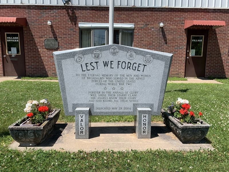 Broadalbin World War Two Memorial Marker. Click for full size. Broadalbin World War Two Memorial Marker image. Click for full size.