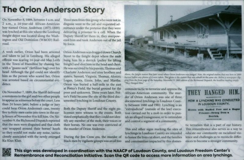The Orion Anderson Story Marker image. Click for full size.