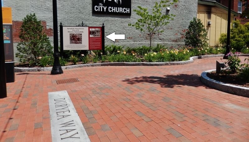 Home of the Duryea Automobile Marker<br>(<i>wide view located at west end of Duryea Way</i>). Click for full size. Home of the Duryea Automobile Marker<br>(<i>wide view located at west end of Duryea Way</i>) image. Click for full size.