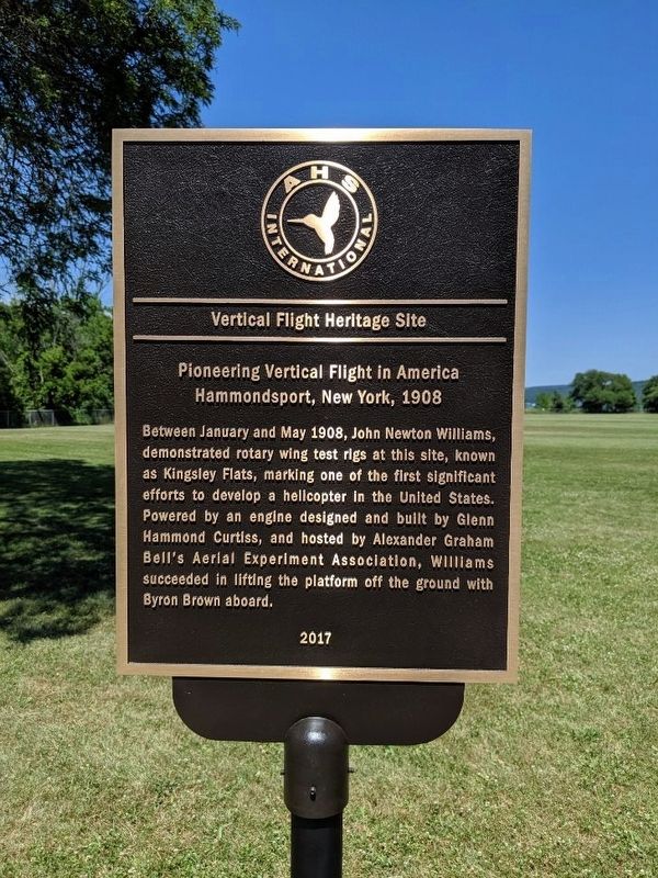 Vertical Flight Heritage Site Marker. Click for full size. Vertical Flight Heritage Site Marker image. Click for full size.