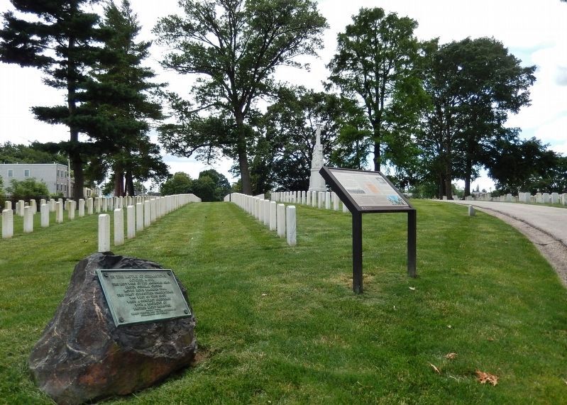 The Battle of Germantown Marker<br>(<i>wide view  south side of cemetery in background</i>) image. Click for full size.