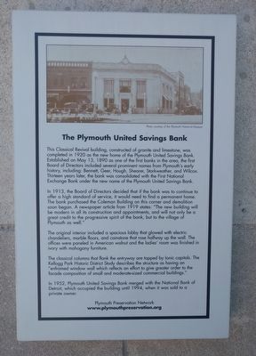The Plymouth United Savings Bank Marker image. Click for full size.