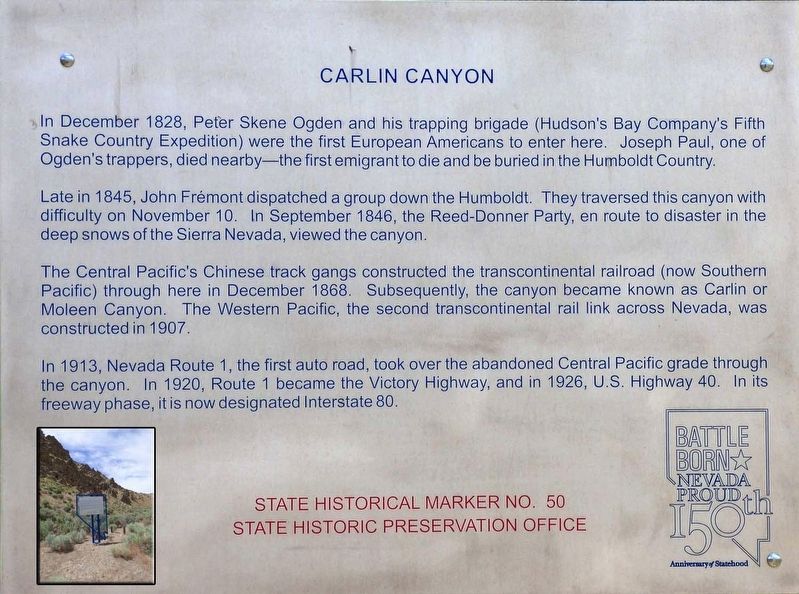 Carlin Canyon Marker image. Click for full size.