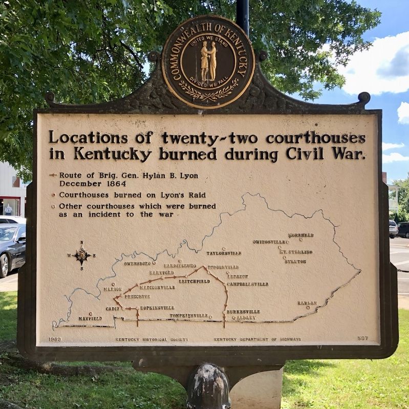 Map showing path of burned courthouses. image. Click for full size.