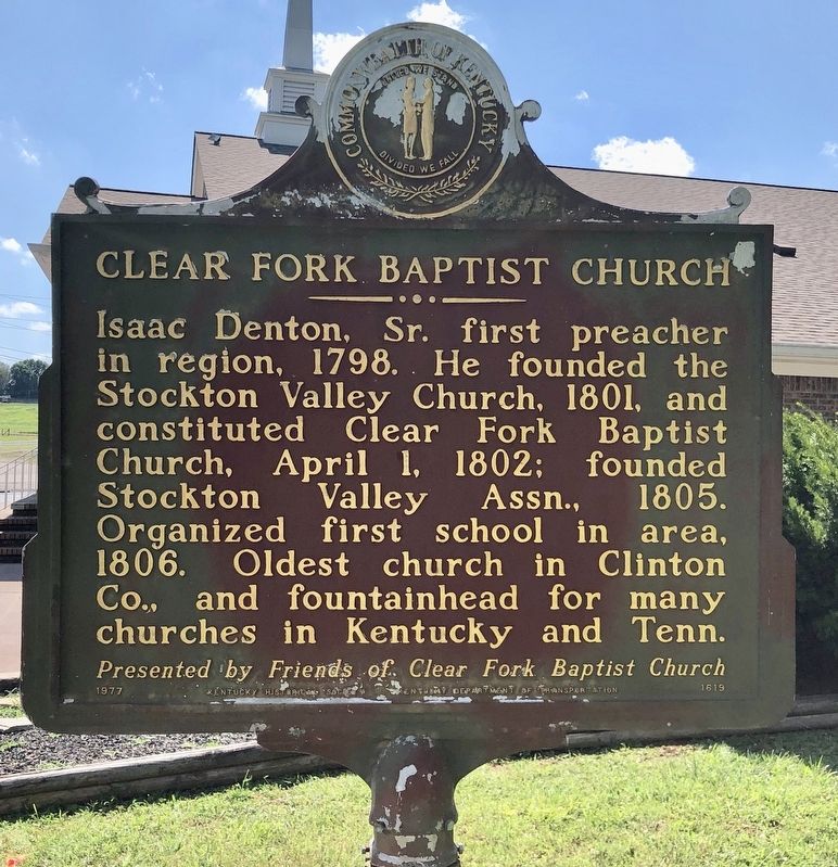 Clear Fork Baptist Church Marker image. Click for full size.