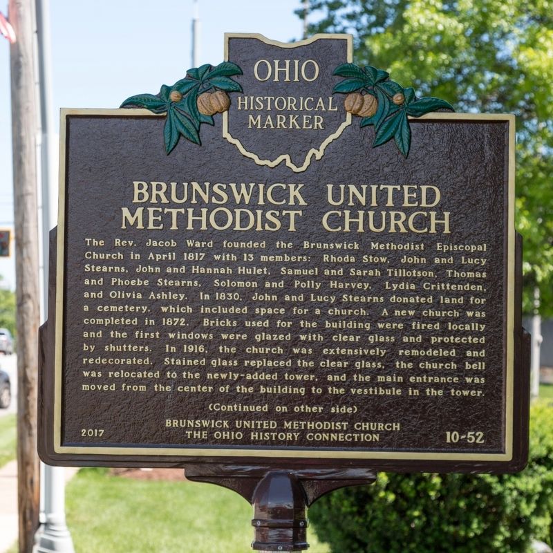 Brunswick United Methodist Church Marker, side one image. Click for full size.