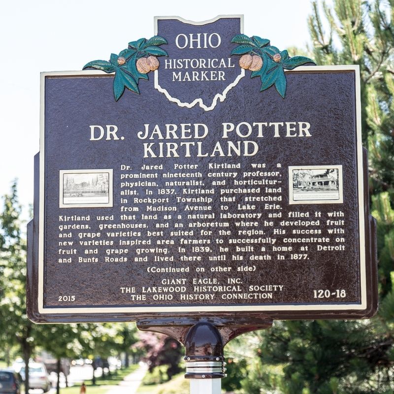 Dr. Jared Potter Kirtland Marker, side one image. Click for full size.