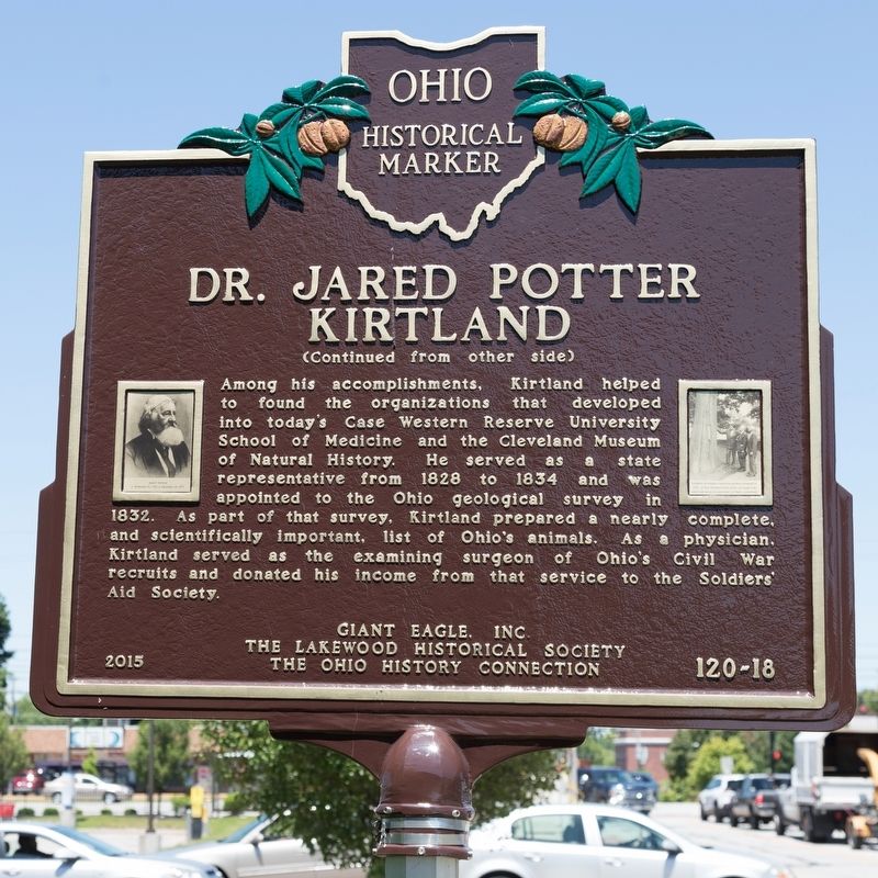 Dr. Jared Potter Kirtland Marker, side two image. Click for full size.