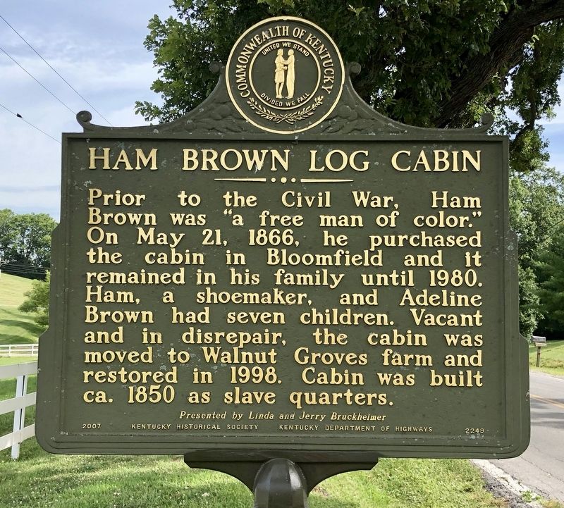 Ham Brown Log Cabin Marker image. Click for full size.