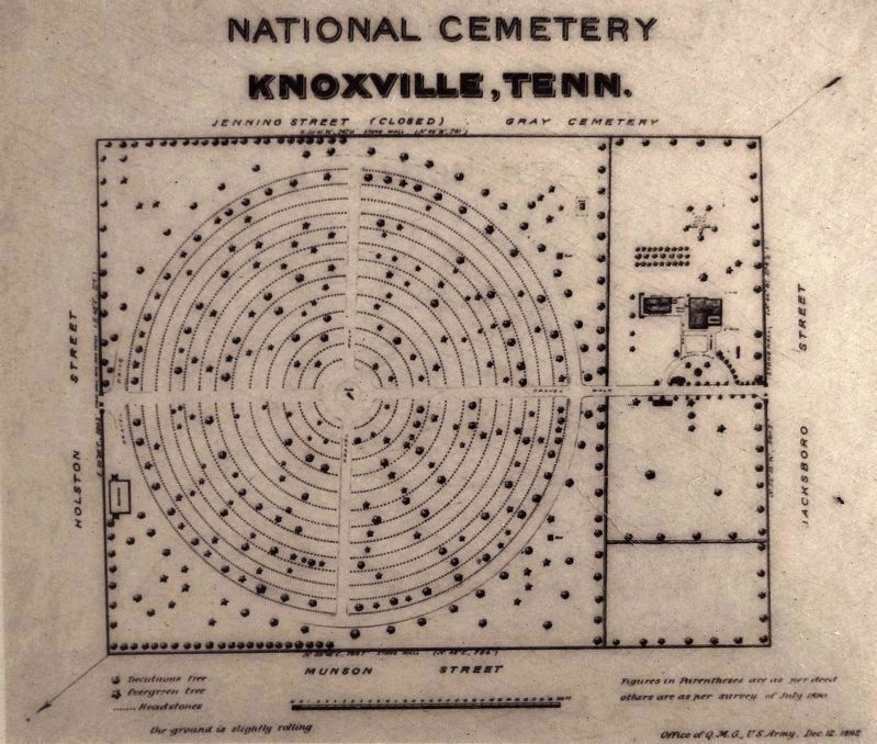 Marker detail: Knoxville National Cemetery Plan, 1892 image. Click for full size.