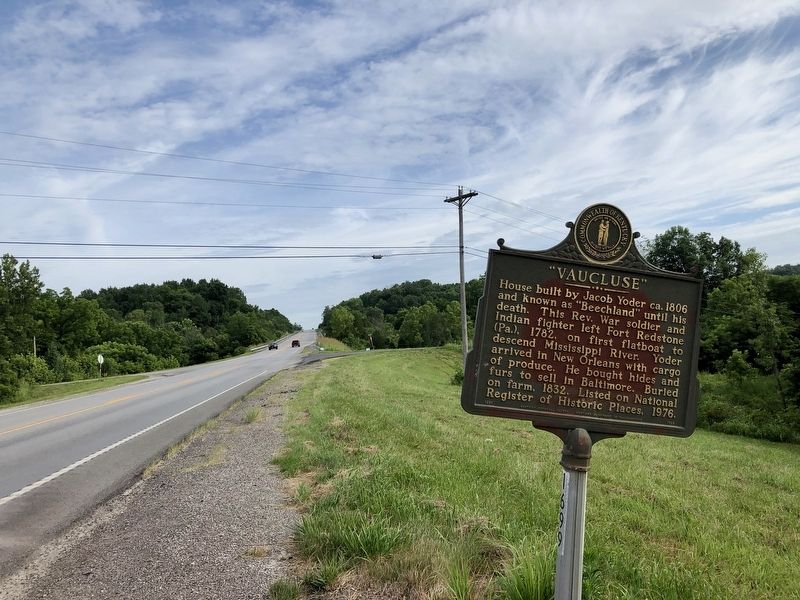 Looking north from the marker to Yoder Station Road. image. Click for full size.