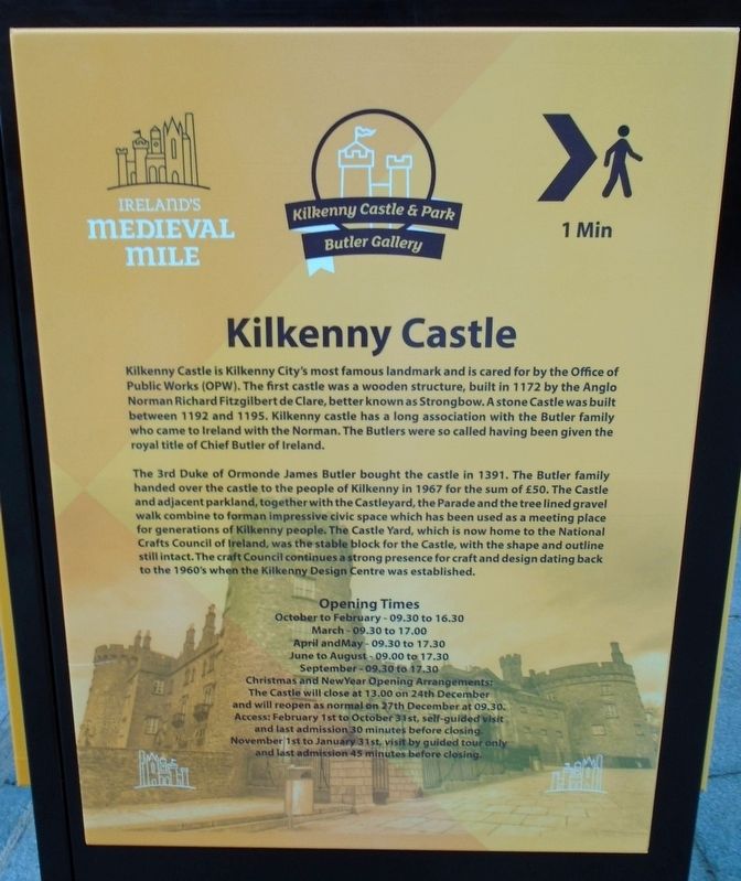 Ireland's Medieval Mile - Kilkenny Castle Marker image. Click for full size.