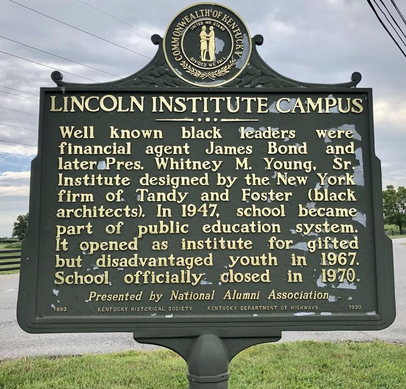 Lincoln Institute Campus Marker (reverse) image. Click for full size.