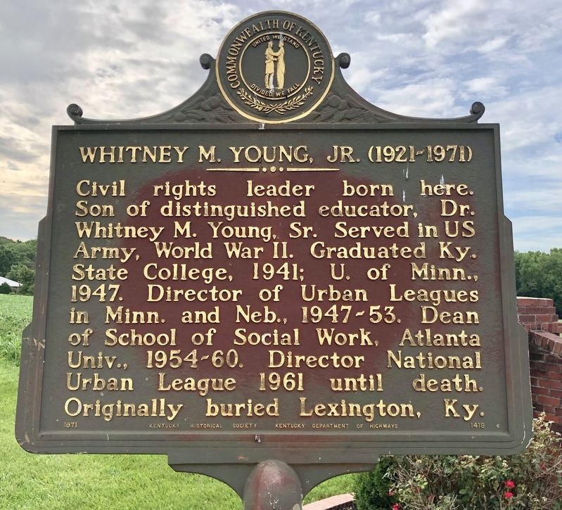 Whitney M. Young, Jr. (1921-1971) Marker (front) image. Click for full size.