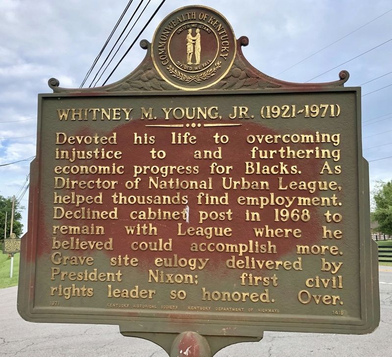 Whitney M. Young, Jr. (1921-1971) Marker (reverse) image. Click for full size.