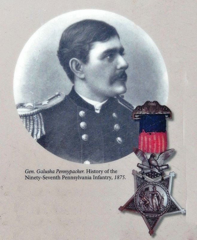 Marker detail: Gen. Galusha Pennypacker. History of the Ninety-Seventh Pennsylvania Infantry, 1875 image. Click for full size.