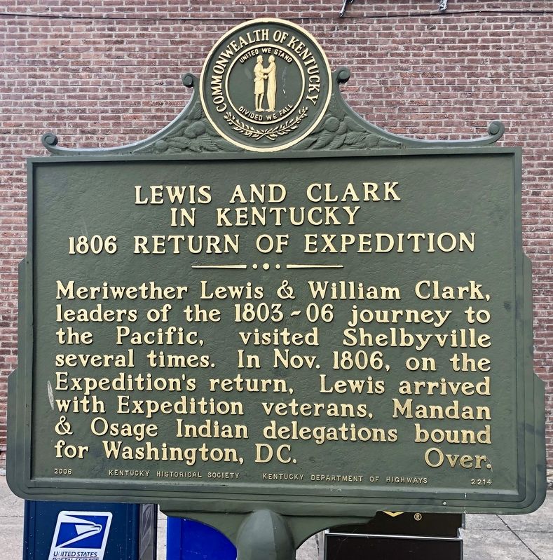 Lewis and Clark in Kentucky 1806 Return of Expedition Marker image. Click for full size.
